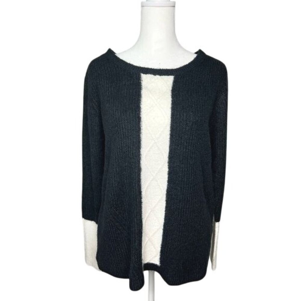 Dressbarn Womens Black & White Sweater Medium Acrylic/Nylon Blend